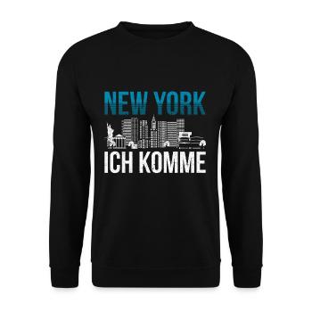 New York - Unisex Pullover - Schwarz - Vorne - Alina (178cm) & Michal (187cm)