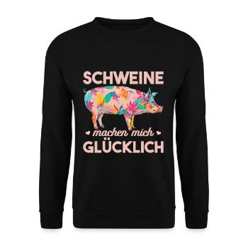 Schwein Landeier - Unisex Pullover - Schwarz - Vorne - Alina (178cm) & Michal (187cm)