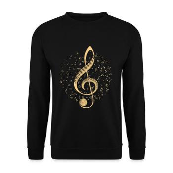 Klavier Notenschlüssel - Unisex Pullover - Schwarz - Vorne - Alina (178cm) & Michal (187cm)