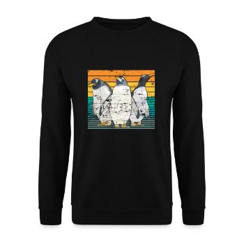 Pinguin Tier Antarktis - Unisex Pullover - Schwarz - Vorne - Alina (178cm) & Michal (187cm)