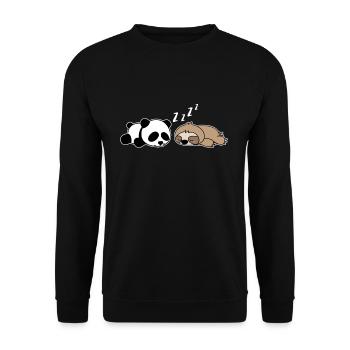 Panda paresseux - Sweat-shirt Unisexe - noir - Devant - Alina (178cm) & Michal (187cm)