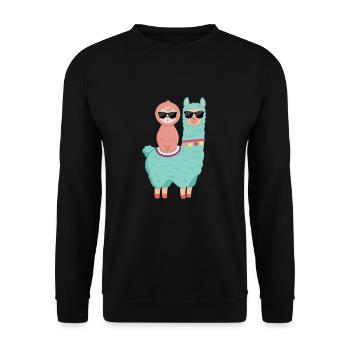 Faultier Lama - Unisex Pullover - Schwarz - Vorne - Alina (178cm) & Michal (187cm)