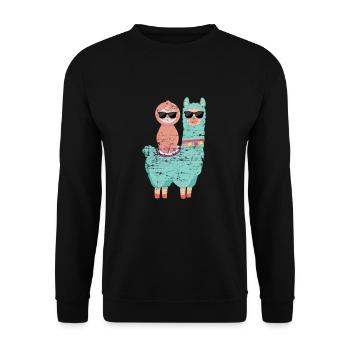 Faultier Lama Kinder - Unisex Pullover - Schwarz - Vorne - Alina (178cm) & Michal (187cm)