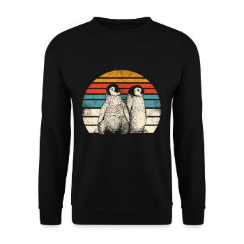 Pinguin - Unisex Pullover - Schwarz - Vorne - Alina (178cm) & Michal (187cm)
