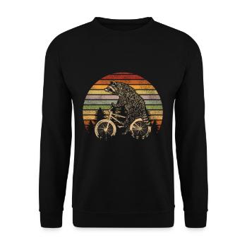 Retro raccoon animal - Unisex Sweatshirt - black - Front - Alina (178cm) & Michal (187cm)