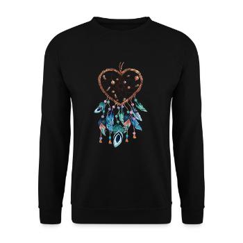 Coeur de capteur de rêves - Sweat-shirt Unisexe - noir - Devant - Alina (178cm) & Michal (187cm)