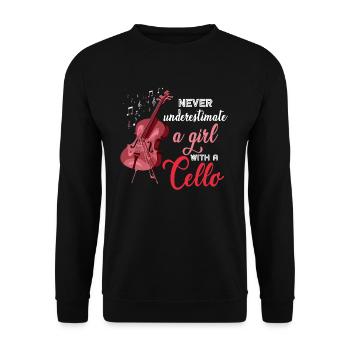 Fille instrument de violoncelle - Sweat-shirt Unisexe - noir - Devant - Alina (178cm) & Michal (187cm)