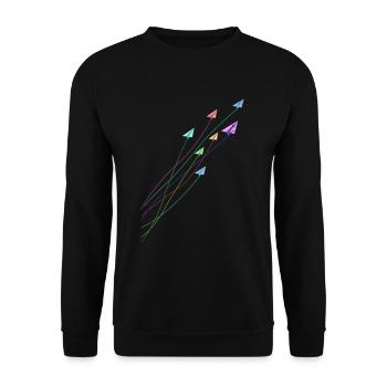 Grue d'art pliante en origami - Sweat-shirt Unisexe - noir - Devant - Alina (178cm) & Michal (187cm)