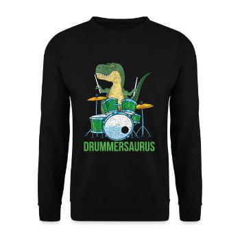 Drums T-Rex - Unisex Sweatshirt - black - Front - Alina (178cm) & Michal (187cm)