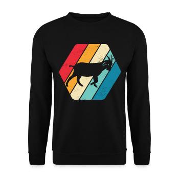 Ziege Bock Widder Tier Natur Retro - Unisex Pullover - Schwarz - Vorne - Alina (178cm) & Michal (187cm)