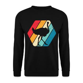 Strauß Vogelstrauß Vogel Afrika Retro - Unisex Pullover - Schwarz - Vorne - Alina (178cm) & Michal (187cm)