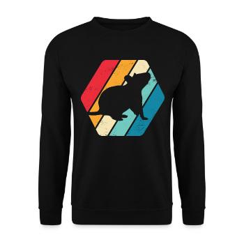 Maus Ratte Nager Nagetier Tier Natur Retro - Unisex Pullover - Schwarz - Vorne - Alina (178cm) & Michal (187cm)