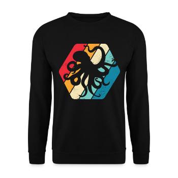 Krake Tintenfisch Octopus Ozean Meer Retro - Unisex Pullover - Schwarz - Vorne - Alina (178cm) & Michal (187cm)