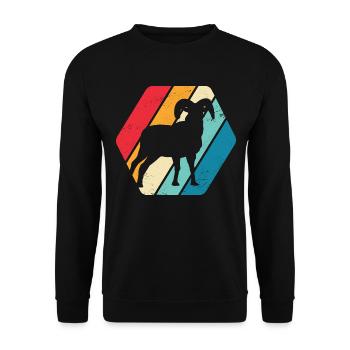 Mouflon Mouton Sauvage Animal Montagne Forêt Nature Rétro - Sweat-shirt Unisexe - noir - Devant - Alina (178cm) & Michal (187cm)