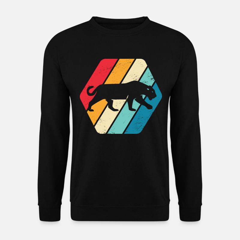 Panther Leopard Jaguar Großkatze Natur Retro - Unisex Pullover - Schwarz