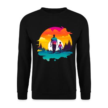 Père et fils devant le coucher du soleil - Sweat-shirt Unisexe - noir - Devant - Alina (178cm) & Michal (187cm)