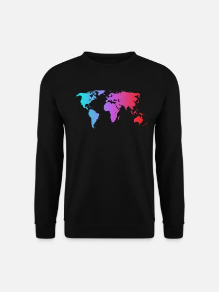 The colorful World Map eine bunte Welt Karte - Unisex Pullover - Schwarz