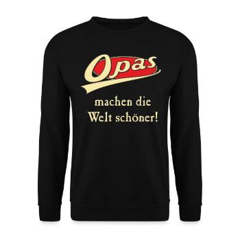 Opas machen die Welt schöner RAHMENLOS® - Unisex Pullover - Schwarz - Vorne - Alina (178cm) & Michal (187cm)