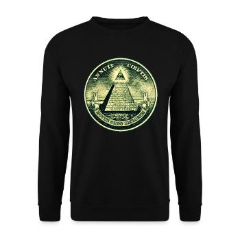 All seeing eye, pyramid, dollar, freemason, god - Unisex Sweatshirt - black - Front - Alina (178cm) & Michal (187cm)