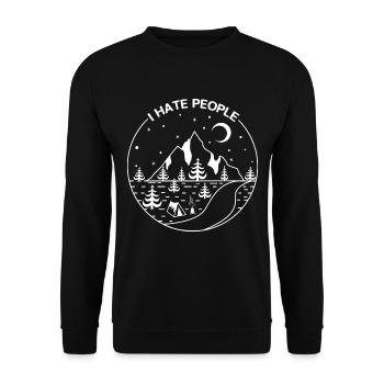 Je déteste les gens pour le camping d'alpinisme et la randonnée - Sweat-shirt Unisexe - noir - Devant - Alina (178cm) & Michal (187cm)