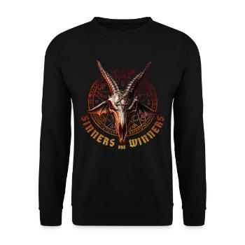 Alchemy England Baphomet Sinners Are Winners - Unisex Sweatshirt - black - Front - Alina (178cm) & Michal (187cm)