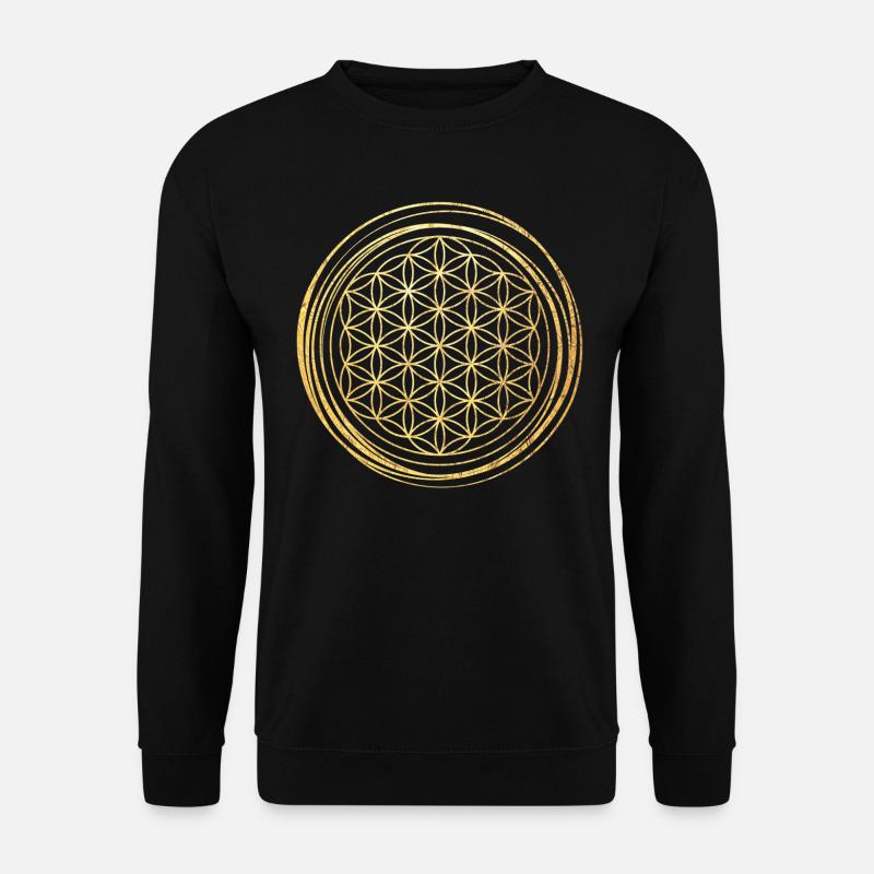 Blume des Lebens gold - Unisex Pullover - Schwarz