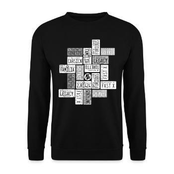 Fast and Furious schwarz-weiß Nummernschilder - Unisex Pullover - Schwarz - Vorne - Alina (178cm) & Michal (187cm)