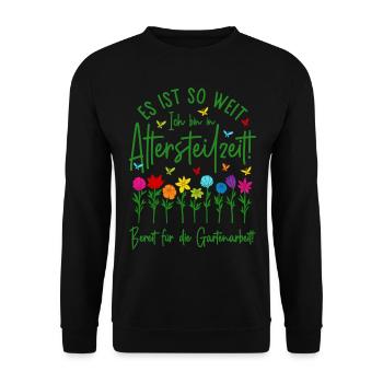 Ruhestand Garten Rente Gartenarbeit Altersteilzeit - Unisex Pullover - Schwarz - Vorne - Alina (178cm) & Michal (187cm)