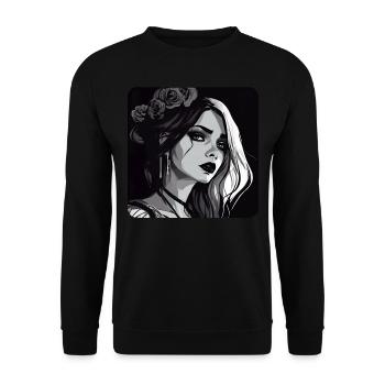 Fille gottic avec des roses à fleurs - Sweat-shirt Unisexe - noir - Devant - Alina (178cm) & Michal (187cm)