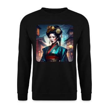 Fière geisha moderne - Sweat-shirt Unisexe - noir - Devant - Alina (178cm) & Michal (187cm)