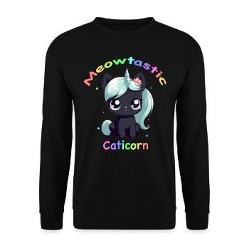 Caticorn Meowtastic Shirt, Cute Unicorn Cat. - Unisex Sweatshirt - black - Front - Alina (178cm) & Michal (187cm)
