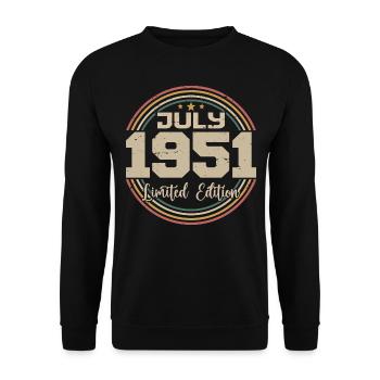 1951 Birthday July 1951 Gift July 1951 - Unisex Sweatshirt - black - Front - Alina (178cm) & Michal (187cm)