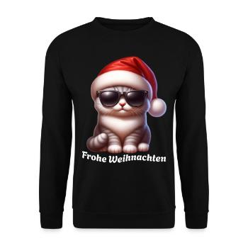 Katze Weihnachten - Unisex Pullover - Schwarz - Vorne - Alina (178cm) & Michal (187cm)