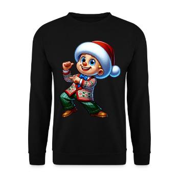Funny Dance Christmas Christmas Hat - Unisex Sweatshirt - black - Front - Alina (178cm) & Michal (187cm)