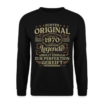 Original seit 1970 Jahrgang Geburtstag Geschenk - Unisex Pullover - Schwarz - Vorne - Alina (178cm) & Michal (187cm)