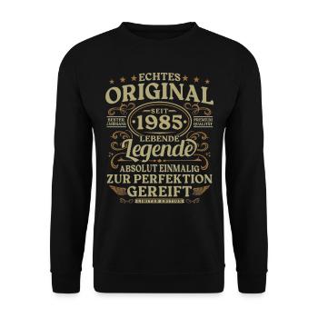 Original seit 1985 Jahrgang Geburtstag Geschenk - Unisex Pullover - Schwarz - Vorne - Alina (178cm) & Michal (187cm)