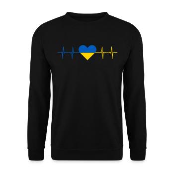 UKRAINE - PEACE - HEARTBEAT - HERZSCHLAG RHYTHMUS - Unisex Pullover - Schwarz - Vorne - Alina (178cm) & Michal (187cm)