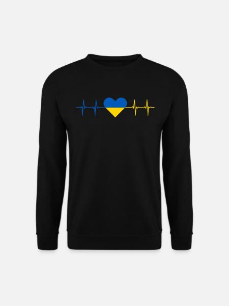 UKRAINE - PEACE - HEARTBEAT - HERZSCHLAG RHYTHMUS - Unisex Pullover - Schwarz
