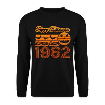 Halloween Citrouille Anniversaire Année de Construction 1962 Millésime - Sweat-shirt Unisexe - noir - Devant - Alina (178cm) & Michal (187cm)