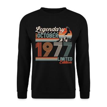 Légendaire Octobre 1977 Naissance Anniversaire - Sweat-shirt Unisexe - noir - Devant - Alina (178cm) & Michal (187cm)