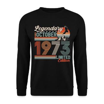 Légendaire Octobre 1973 Anniversaire de naissance - Sweat-shirt Unisexe - noir - Devant - Alina (178cm) & Michal (187cm)