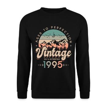 1995 Vintage Anniversary Born in 1995 - Unisex Sweatshirt - black - Front - Alina (178cm) & Michal (187cm)