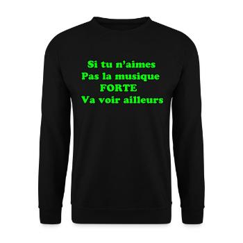 Citation musique forte ou rien vert - Sweat-shirt Unisexe - noir - Devant - Alina (178cm) & Michal (187cm)
