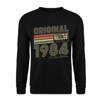 Original 1984 Retro Jahrgang Vintage Geburtstag - Unisex Pullover - Schwarz - Vorne - Alina (178cm) & Michal (187cm)