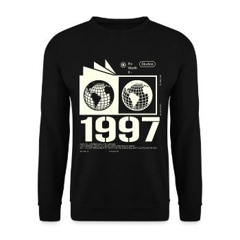 Vintage, 1997, Rétro, Cadeau d’anniversaire, 1997 - Sweat-shirt Unisexe - noir - Devant - Alina (178cm) & Michal (187cm)