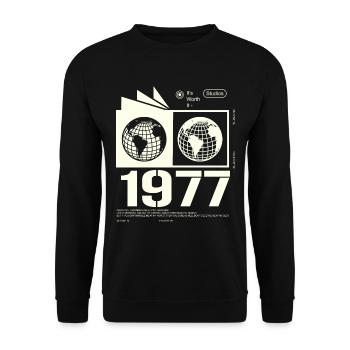 Vintage, 1977, Rétro, Cadeau d’anniversaire, 1977 - Sweat-shirt Unisexe - noir - Devant - Alina (178cm) & Michal (187cm)