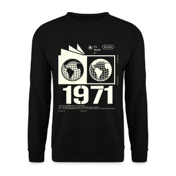Cadeau d’anniversaire rétro vintage 1971 1971 - Sweat-shirt Unisexe - noir - Devant - Alina (178cm) & Michal (187cm)