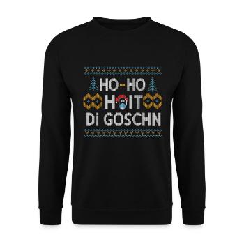 HO HO HOIT DI GOSCHN WEIHNACHTSPULLOVER GESCHENK - Unisex Pullover - Schwarz - Vorne - Alina (178cm) & Michal (187cm)