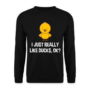 I Just Really Like Ducks Ok? Duck Duck Duck - Unisex Sweatshirt - black - Front - Alina (178cm) & Michal (187cm)