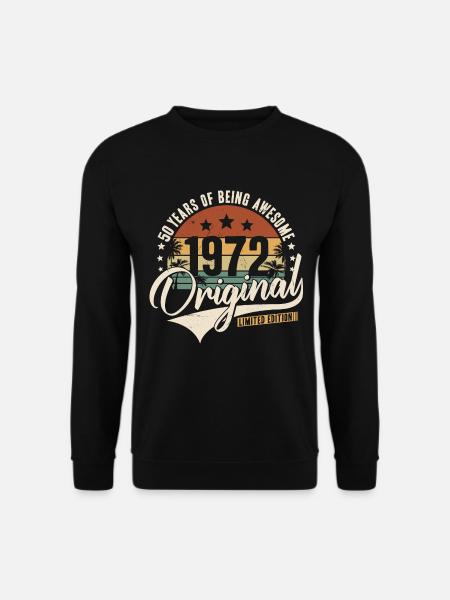 50 Geburtstag Jahrgang 1972 Retro Geburtstag - Unisex Pullover - Schwarz